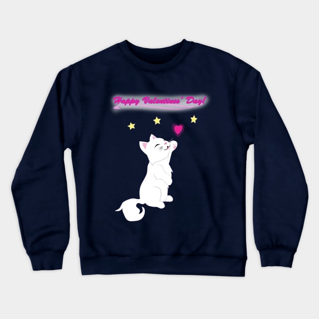 Valentines Day Cat Crewneck Sweatshirt by SakuraDragon